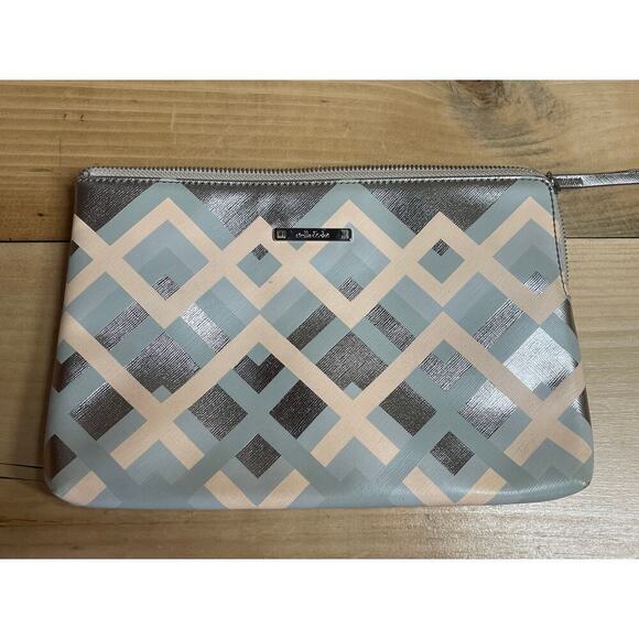 Stella & Dot make up cosmetic travel bag. Full Zip. Metallic Colors. Gold tan - Picture 1 of 9